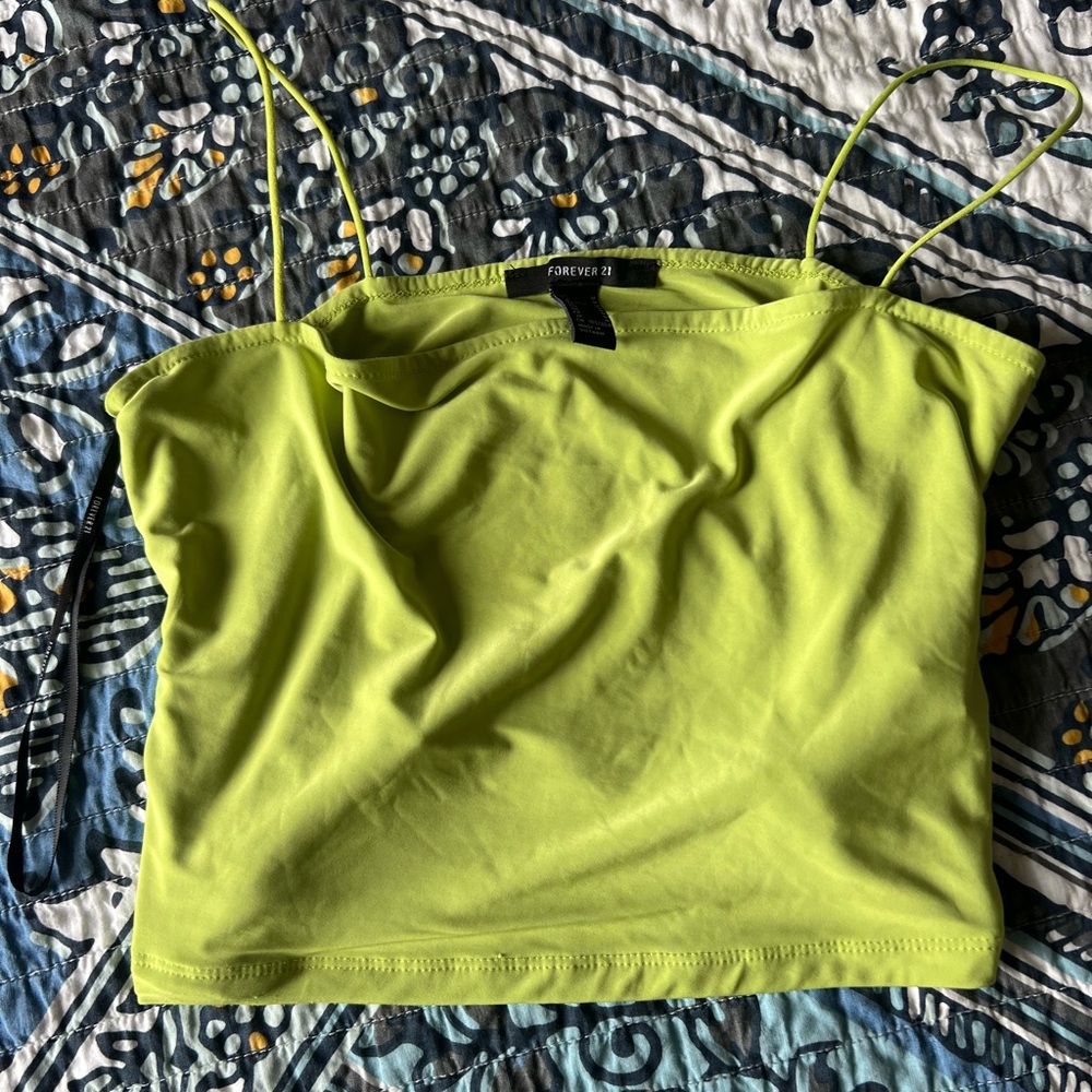 Forever 21 Green Crop Camisole Sleeveless Top
